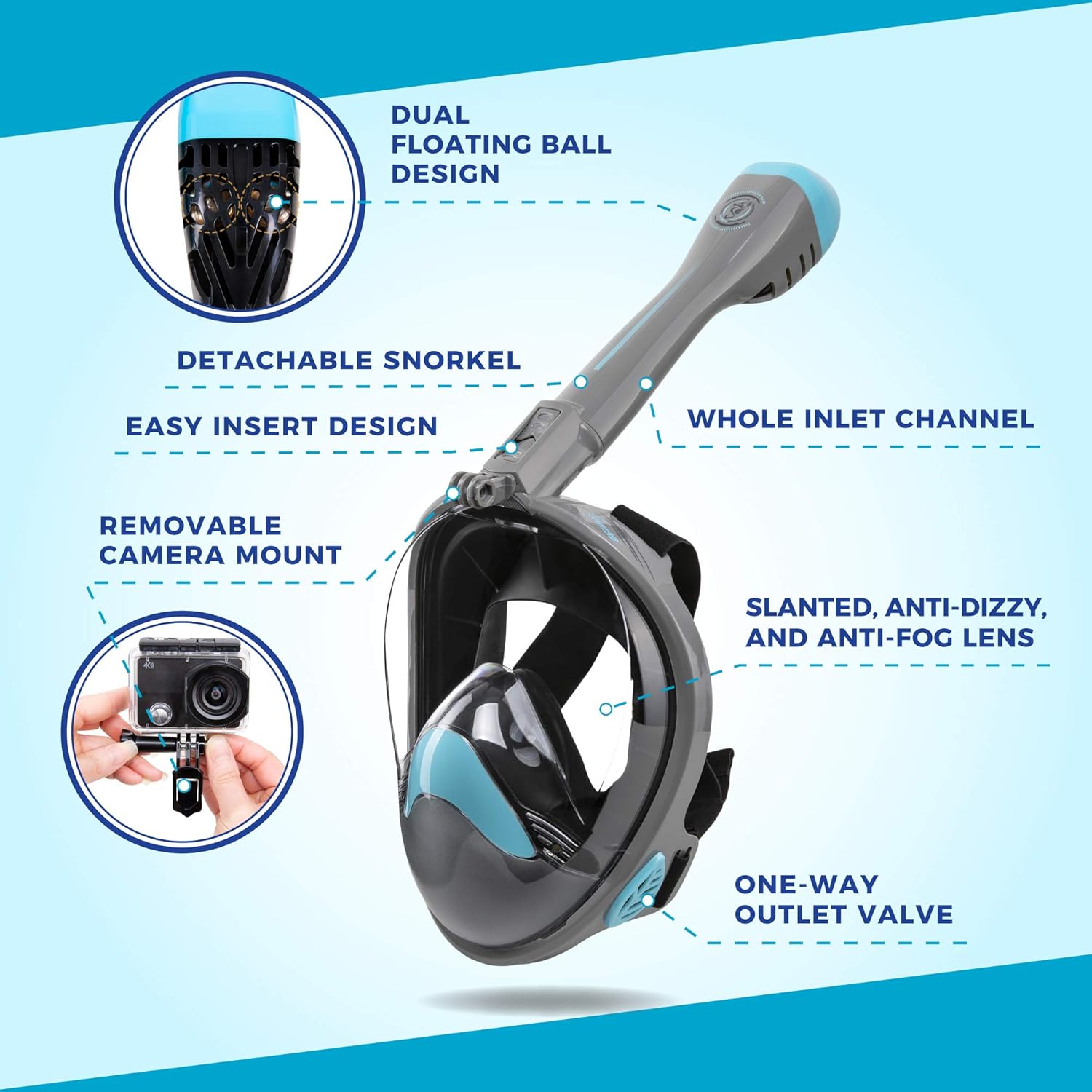 Seavenger Nautilus Full Face Snorkel Mask with New Breathing System - Image 5