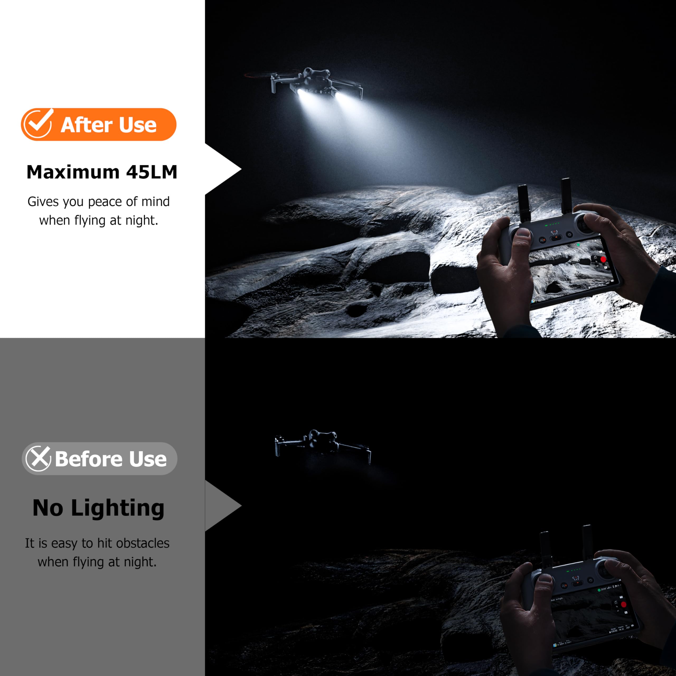 STARTRC Lámpara LED de asistencia para vuelo nocturno DJI Mini 5 Pro, accesorios para vuelos nocturnos, intermitentes de emergencia/luz de vuelo para DJI Mini 5 Pro