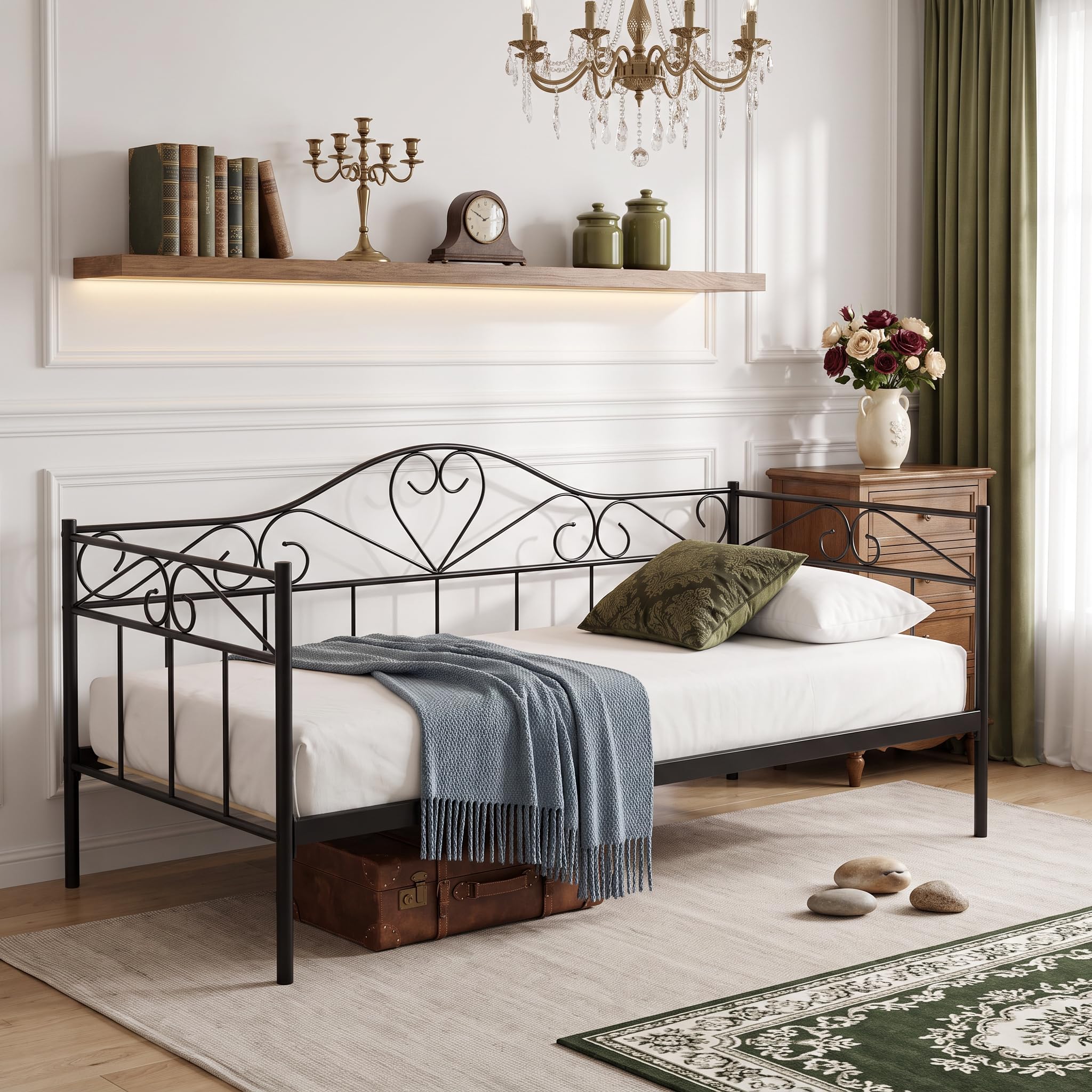 Panana Metal Day Bed,Black Single Sofa Bed,Guest Bed Metal Bed Frame for Bedroom Living Room(Black, Daybed 02 Only) — image 1