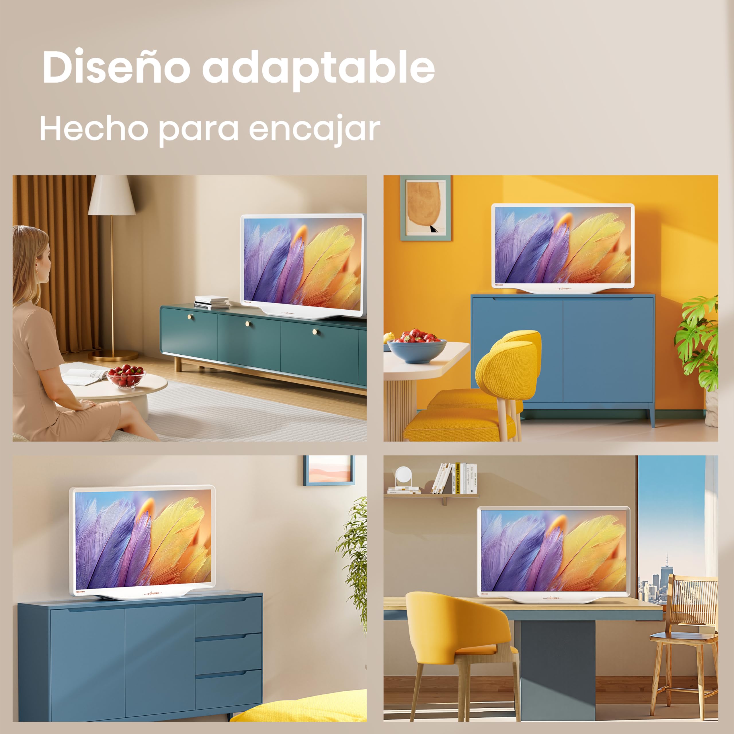 Hisense 32S5Q - Hi-QLED Smart TV 32 Pulgadas, Lifestyle TV, Diseño Artístico, Gallery Color, Dolby Atmos, Diseño Versátil, Modo Arte, Peana Moderna, Share to TV