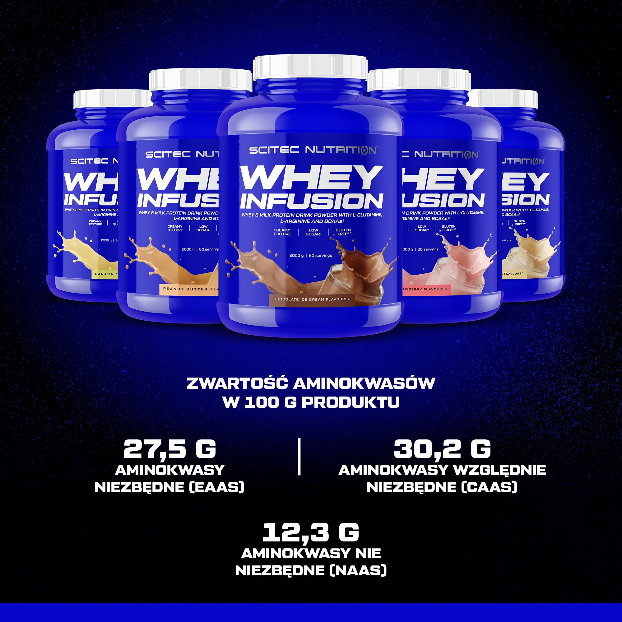 Scitec Nutrition Whey Infusion - Białko Serwatkowe i Mleczne z BCAA, L-Glutaminą, L-Argininą - Mało Cukru, Bezglutenowe, Bogate w Błonnik, 2000 g, Masło Orzechowe