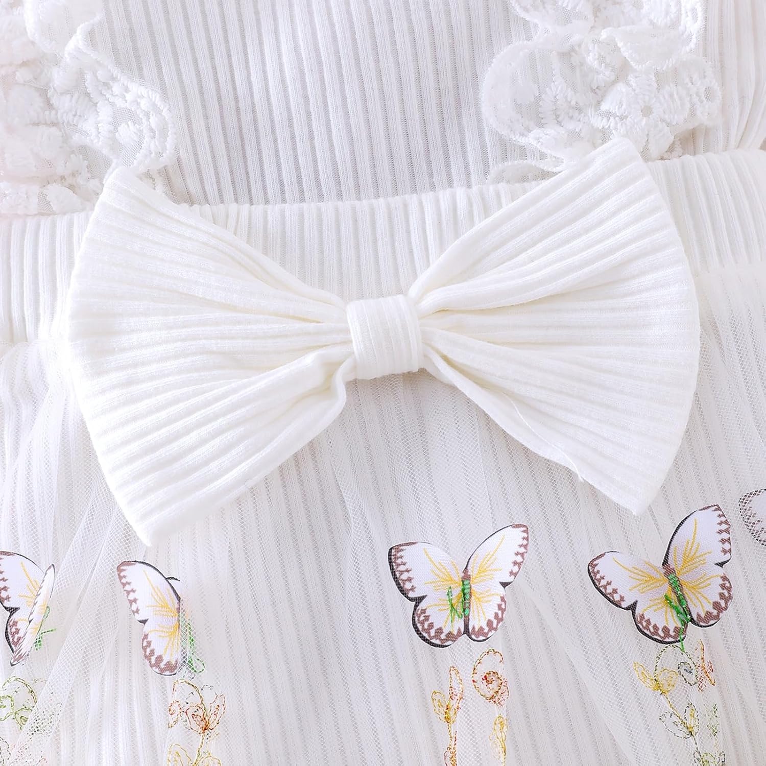 Baby Girl Clothes Infant Summer Outfits Cute Butterflies Mesh Ruffle Sleeveless Romper Headband Set 0-12 Months - Image 9