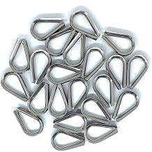 22 PCS M6 Stainless Steel Thimbles for 1/4 Inches Diameter Wire Rope