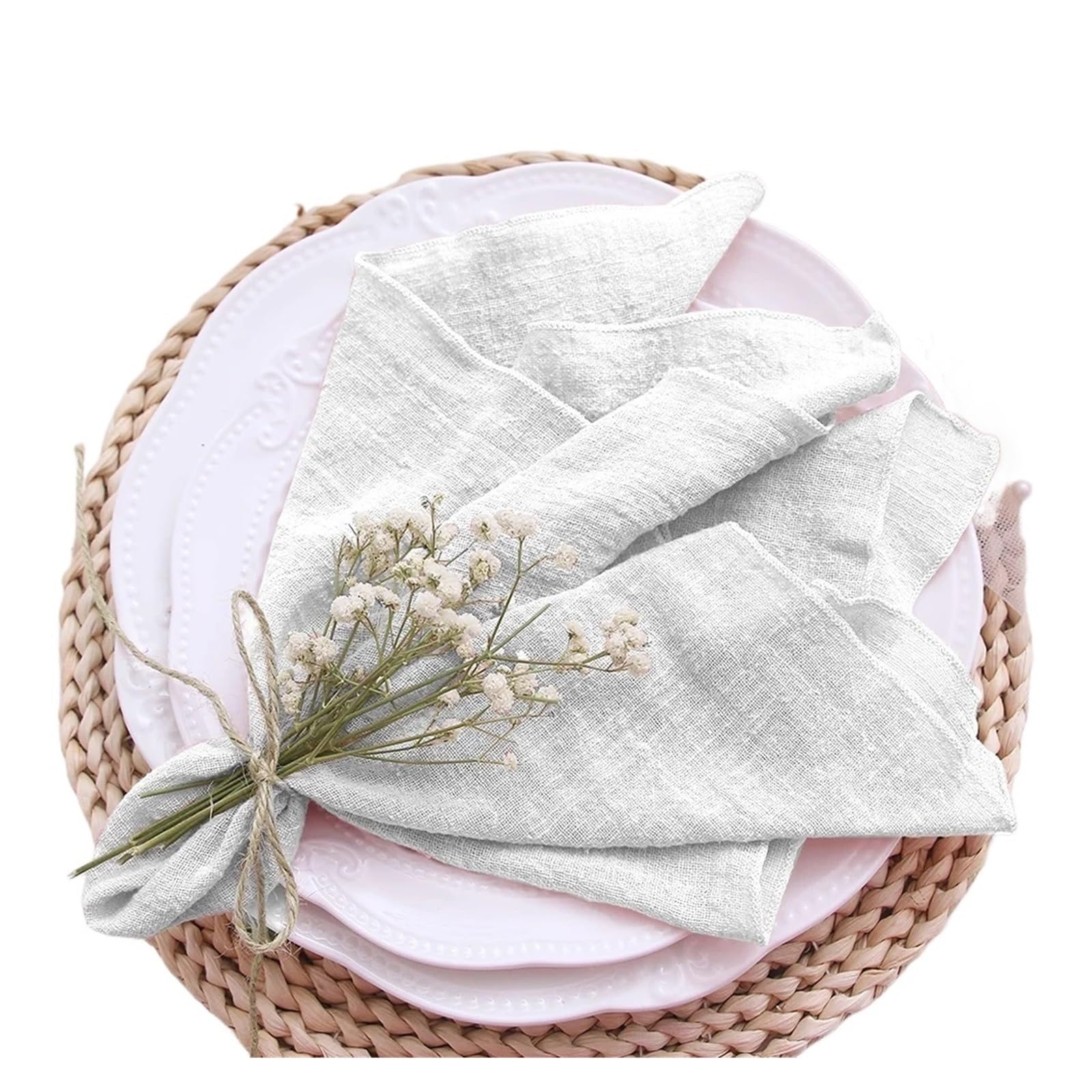 Linen Napkin Cotton Gauze Fabric Napkins Blue 10pcs