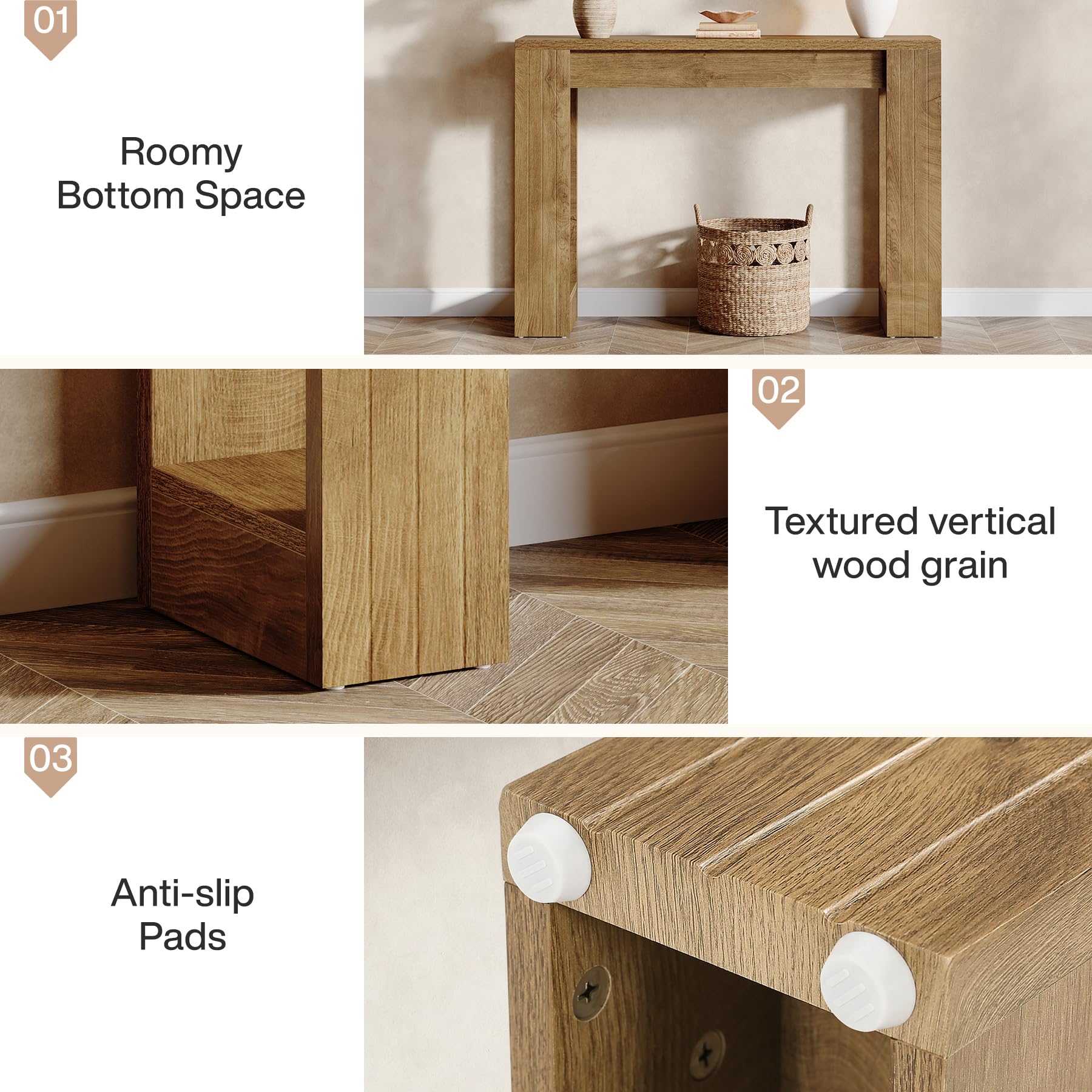 Tribesigns Mesa consola larga de 105 cm, en madera rústica para detrás del sofá, mesa de entrada estrecha para entrada, pasillo, salón (marrón)