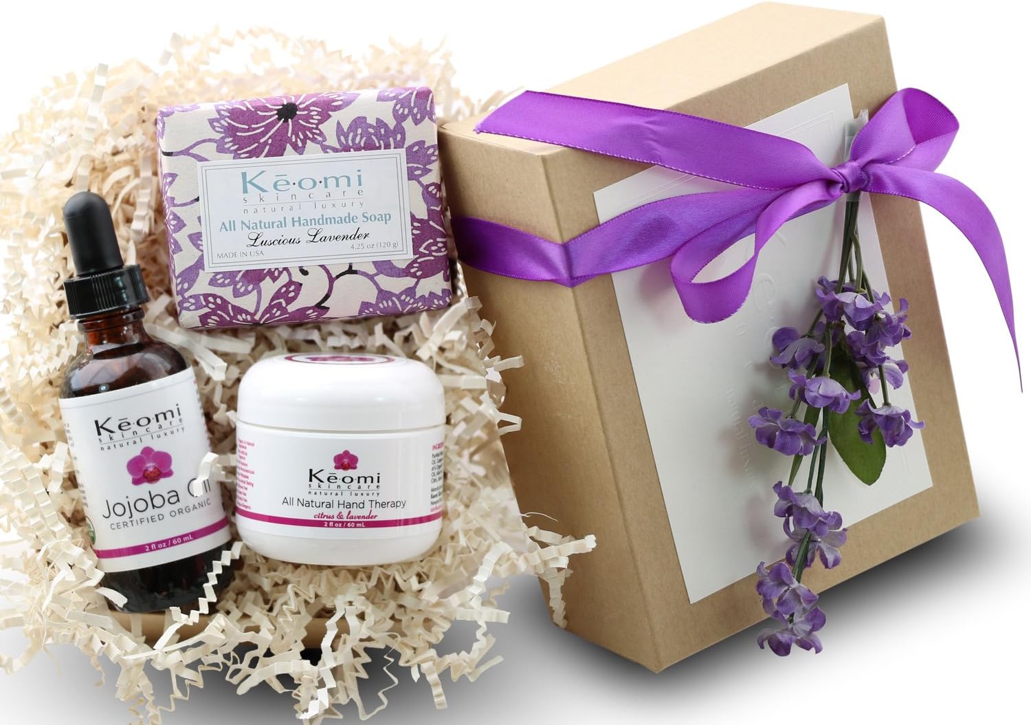 Lavender Organic Handmade Bath and Body Gift Set - by Keomi Naturals - GREAT MOTHERS DAY GIFT - Pamper Them with All Natural Luxury - Beautifully Packaged Ready to Give