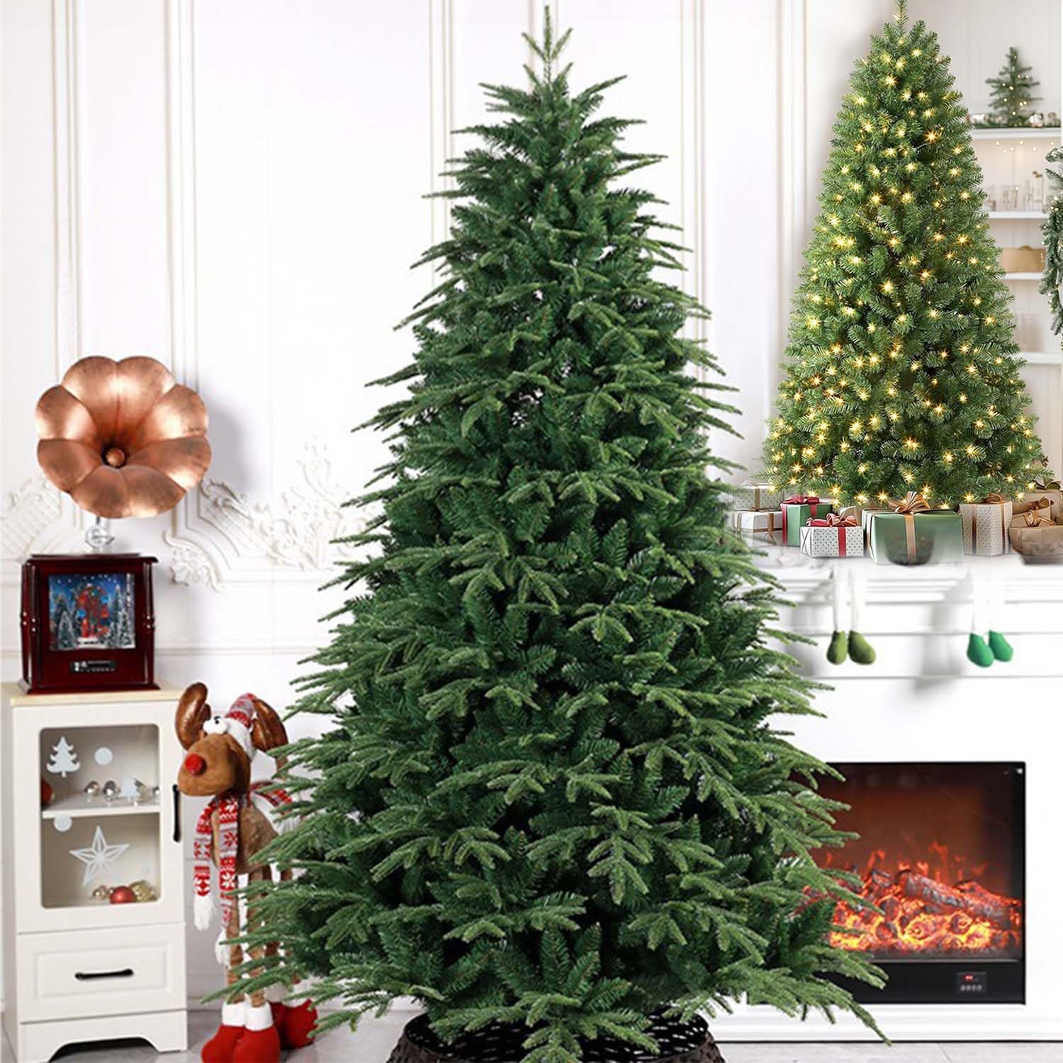 TAPIT Artificial Christmas Tree, Pine Tree with Metal Stand and Dense Branches, Christmas Holiday Decoration for Home, Office, Party (Upgraded Version(4.9ft/150cm))