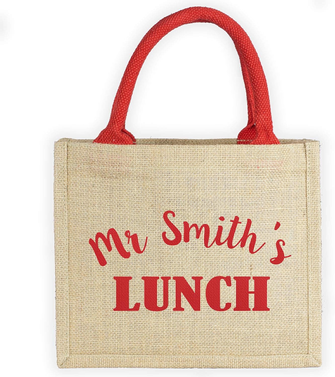 personalised hessian lunch bag