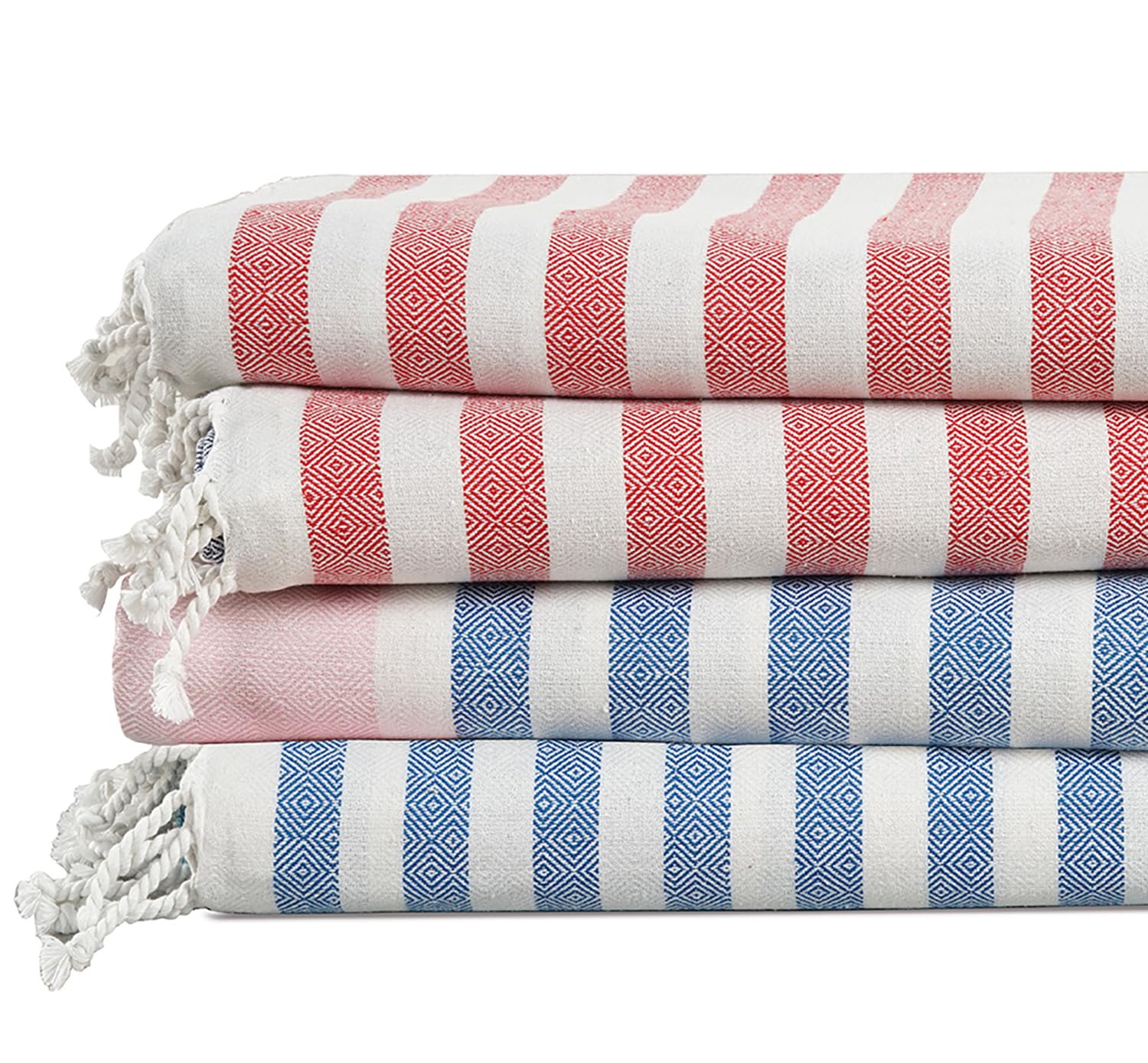LANE LINEN 4 Pack Cotton Rich Beach Towels - Oversized, Pre-Washed, Absorbent & Quick Dry, No Sand, Multi Stripe Diamond, 39"x71" - Image 2