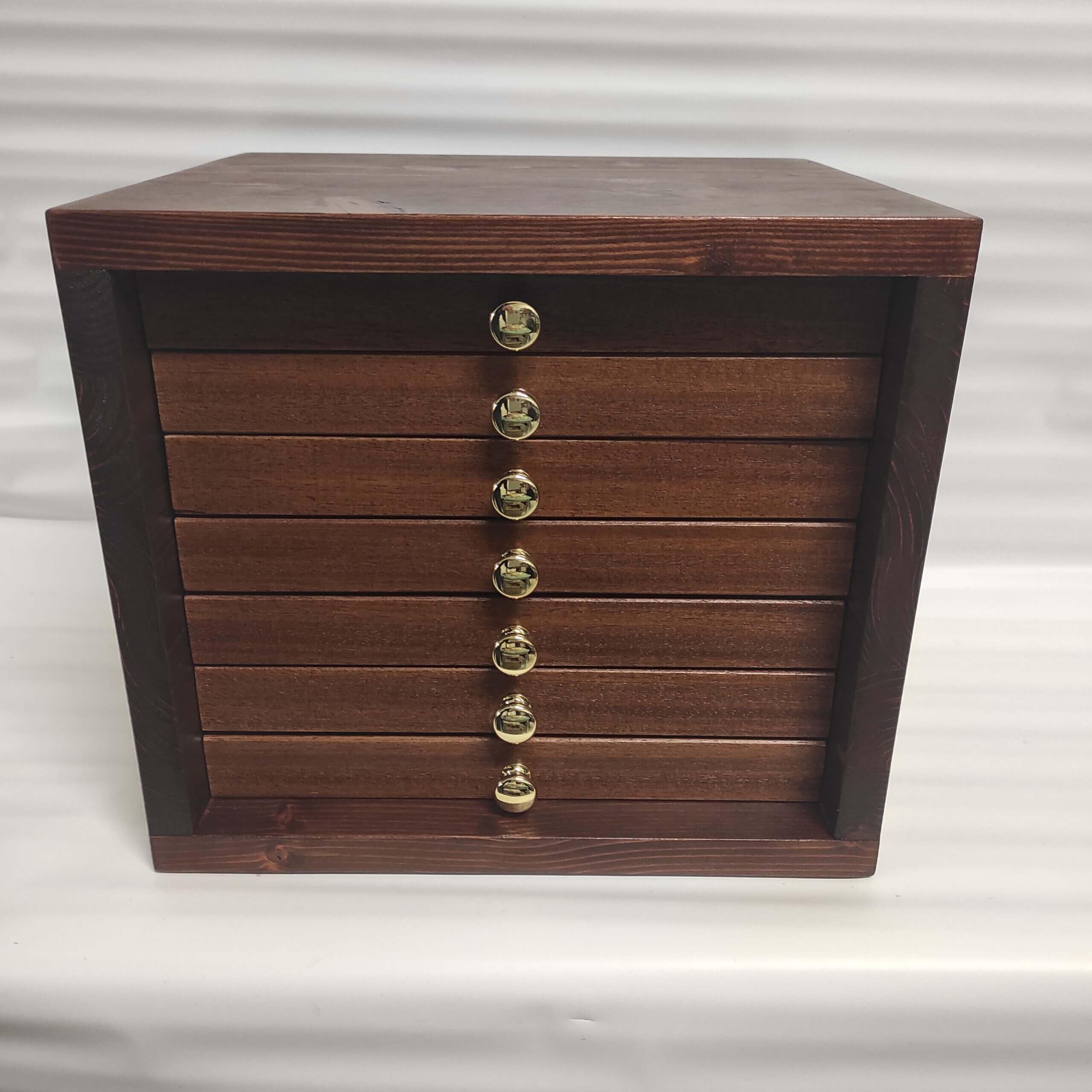 Monetario de Madera con 7 cajones y Terciopelo para Monedas y medallas, Hecho a Mano, numerado y Certificado, Personalizable
