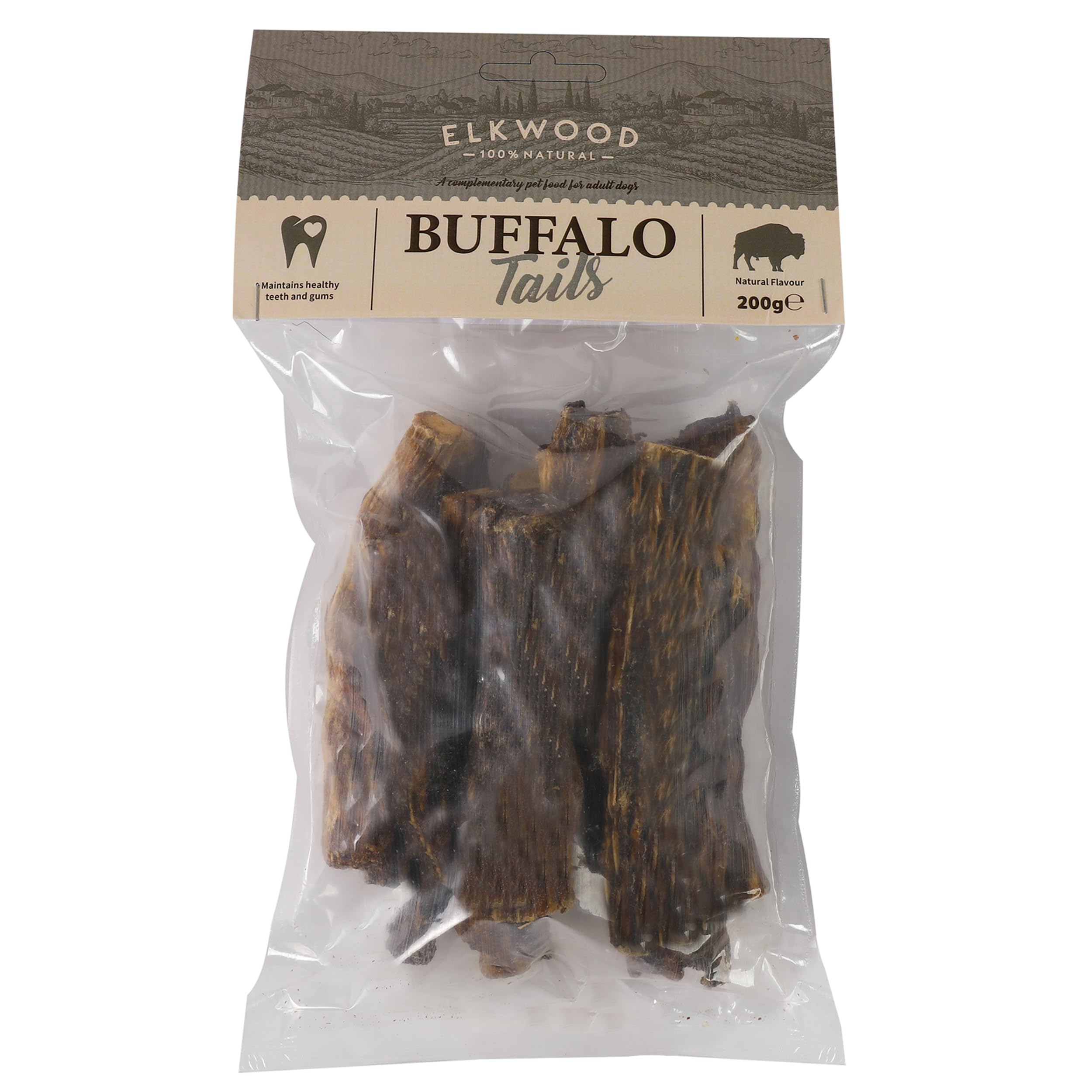 Elkwood Natural Tail Chew Treats (8-12cm, 200g) | 100% Natural & Grain-Free Long-Lasting Tasty Snacks | High in Protein, Iron & Vitamin B - Supports Strong Teeth, Muscles, Brain, Heart Health