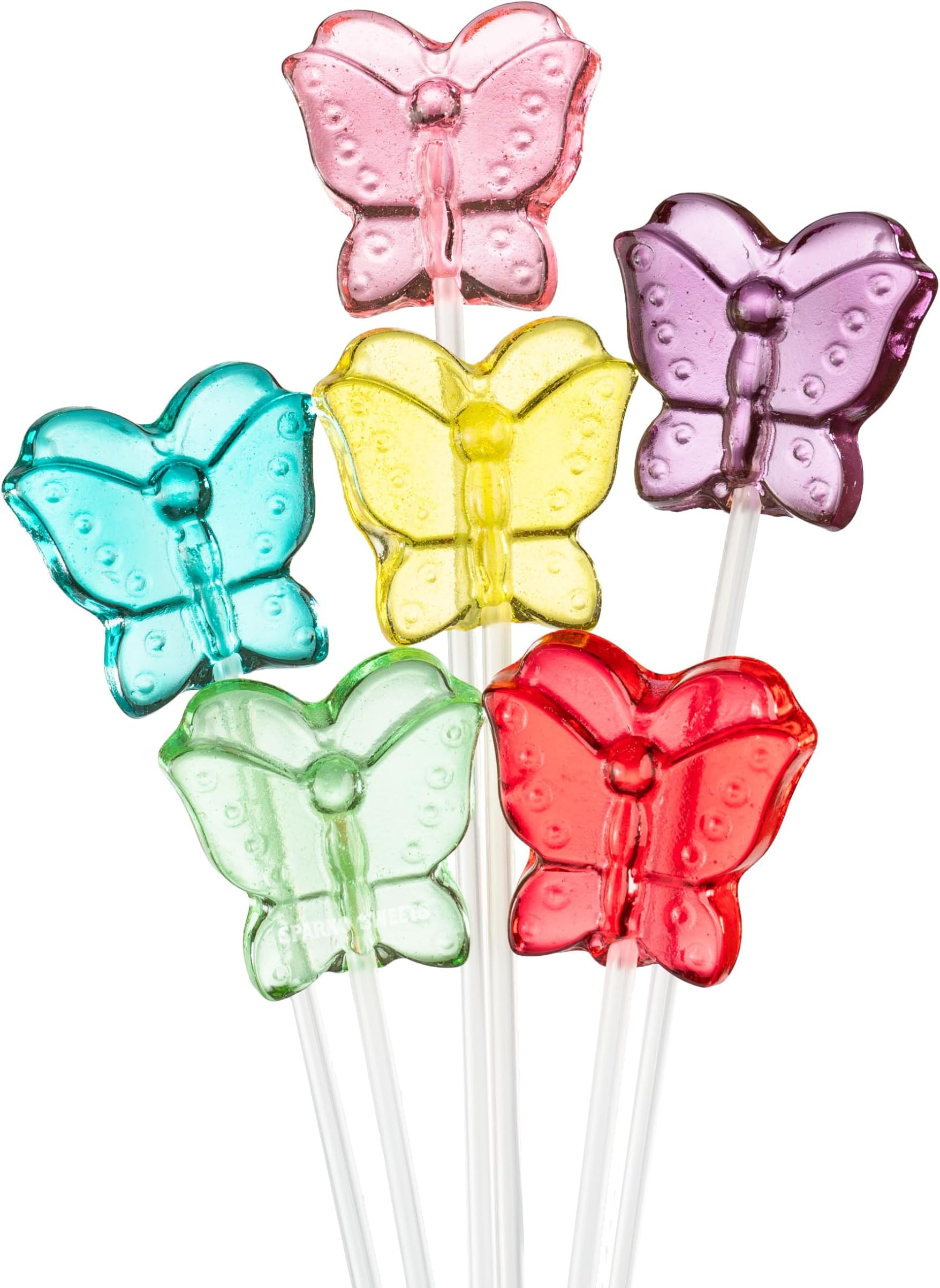 Sparko Sweets Twinkle Pops Lollipops, Butterfly Shapes, 90 Count, 11-Inch Long Stems, Handcrafted in USA, 6 Vibrant Colors and Fruit Flavors, 4 lbs - Perfect for Parties and Events