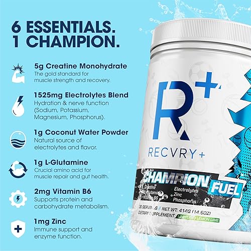 Miniatura 4 de Electrolito de lima y creatina en polvo, 30 porciones, suplemento de recuperación y rendimiento sin azúcar con agua de coco, monohidrato de