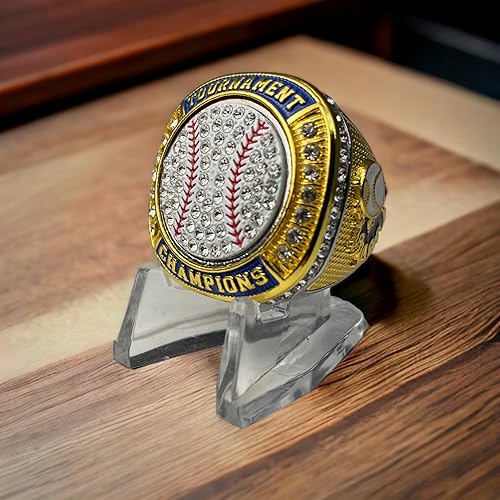 Miniatura 2 de Legacy Rings Paquete de 1 o 12 campeones de campeonato de campeonato de campeonato de béisbol de sóftbol o finalistas en tono plateado transparente