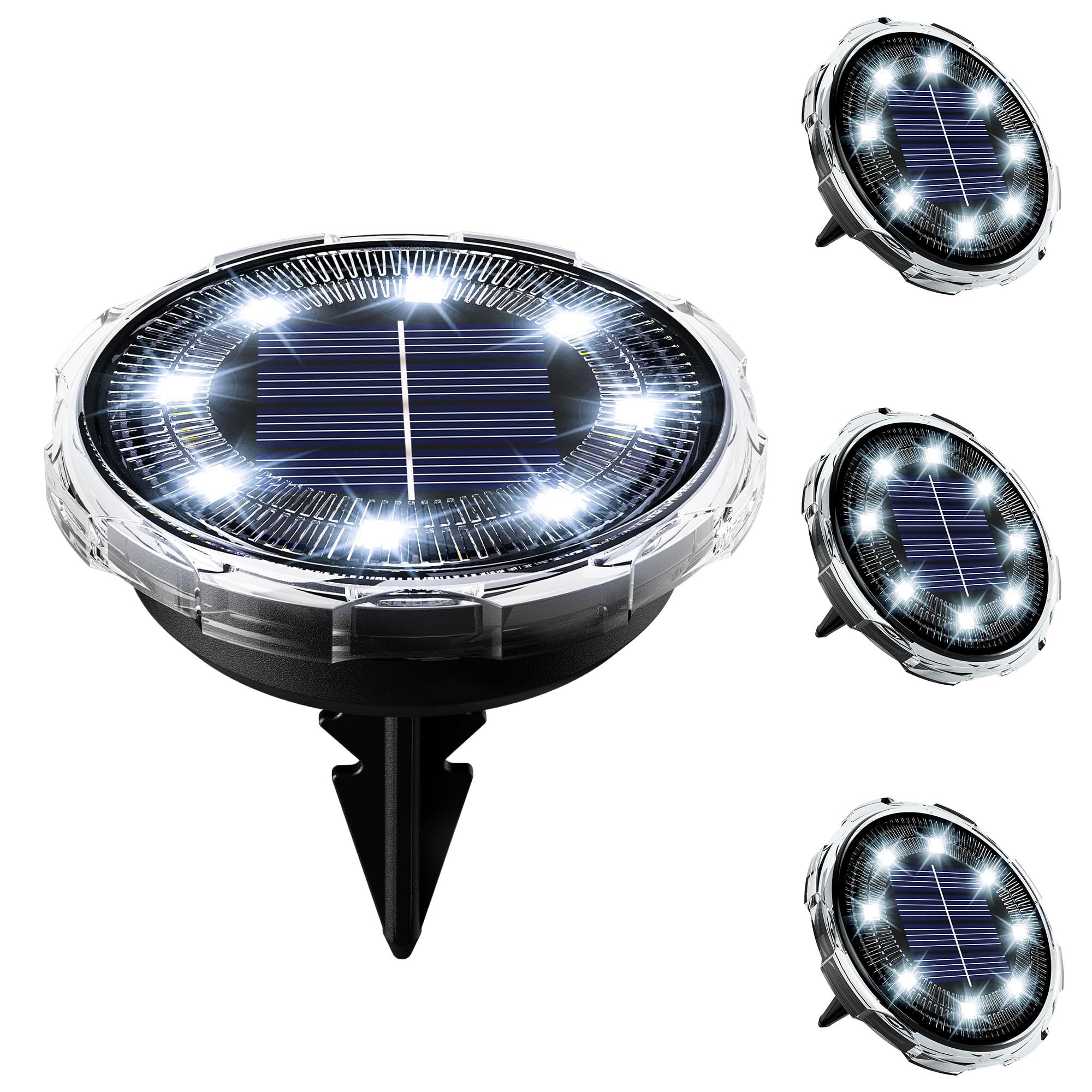 Solpex Solar Lights Outdoor Garden, 8 LED Garden Lights, 4 Pack Cool White