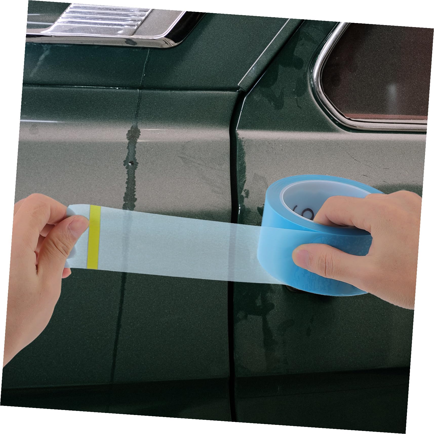 Pet Abdeckband für Autolackierung 50m 5 Rollen, 0, 06mm | Karosseriekurven bei Lackierarbeiten, Reißfest und Verschleißfest, Passend für Sprüharbeiten Zufällige Farbe