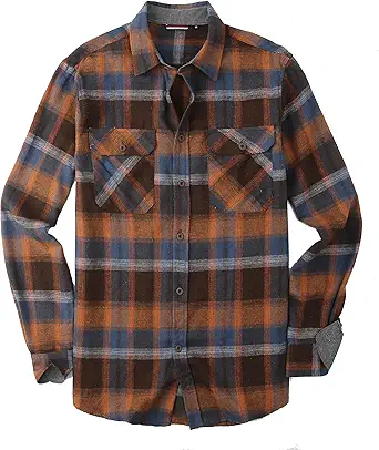 Alex Vando Mens Button Down Shirts Regular Fit Long Sleeve Casual Plaid Flannel Shirt