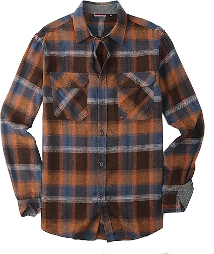 Alex Vando Mens Button Down Shirts Regular Fit Long Sleeve Casual Plaid Flannel Shirt