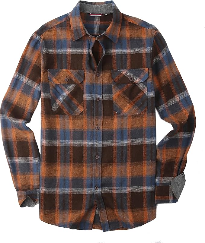 Alex Vando Mens Button Down Shirts Regular Fit Long Sleeve Casual Plaid Flannel Shirt