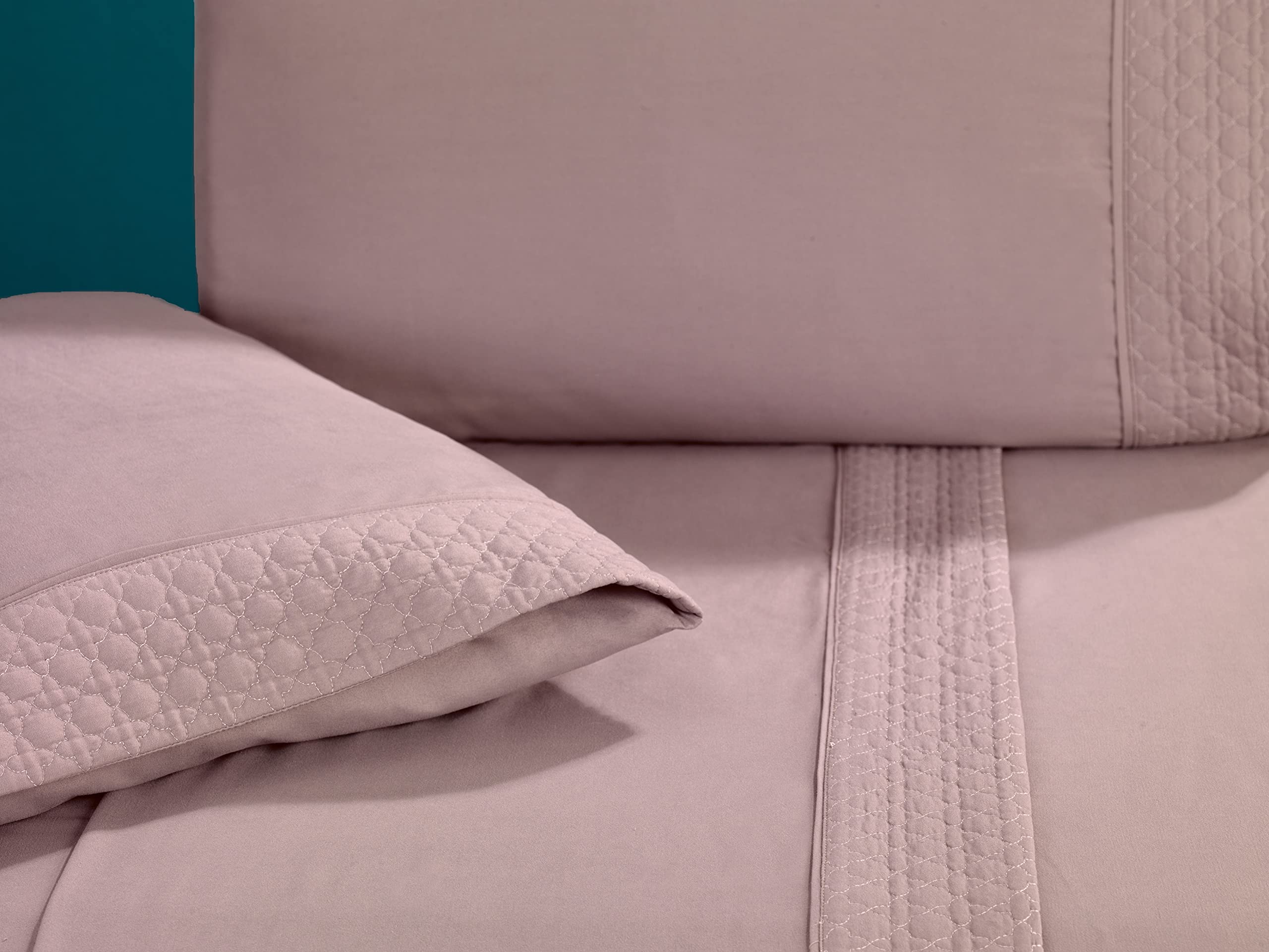 Elegant Comfort - Juego de sábanas Suave y Acogedor, 4 Piezas, 1500 Hilos, Calidad egipcia, Resistente a Las Arrugas, diseño Acolchado en sábana encimera y Fundas de Almohada, Queen, Rosa Polvoriento
