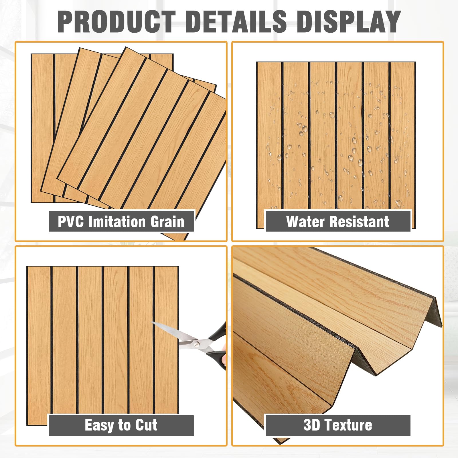 Paneles Decorativos Pared 30x30 cm - Autoadhesivos Imitación Madera Roble Claro, Aislantes - Pack 12 para Salón o Dormitorio (Brun)