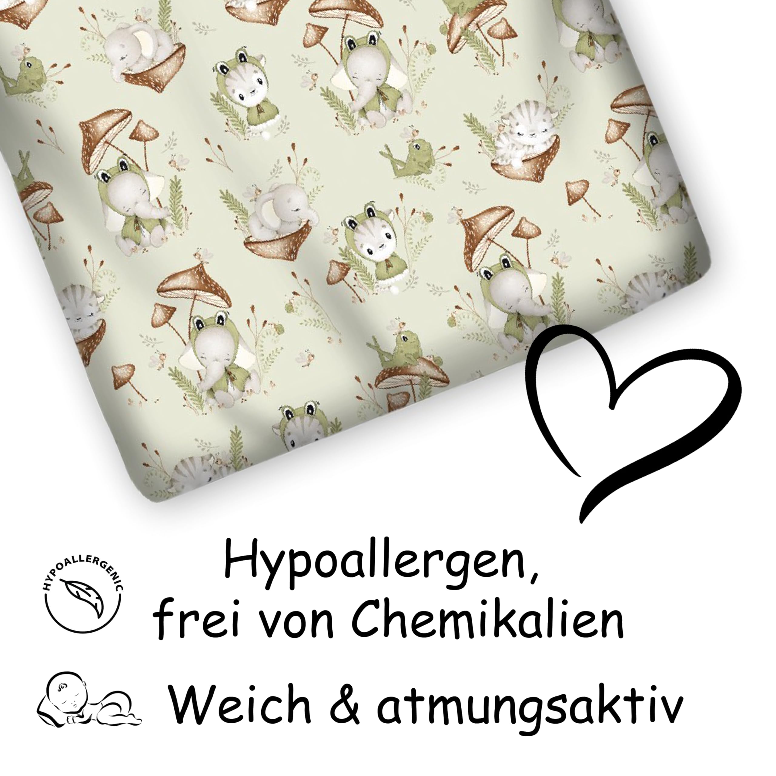 PinkZebra Baby & Kinderbettwäsche: Decke 100 x 135 cm + Kissen 40 x 60 cm, Babybettwäsche aus 100% Baumwolle, Öko-Tex Standard 100 mit Reißverschluss, Made in EU, Frosch & Freunde