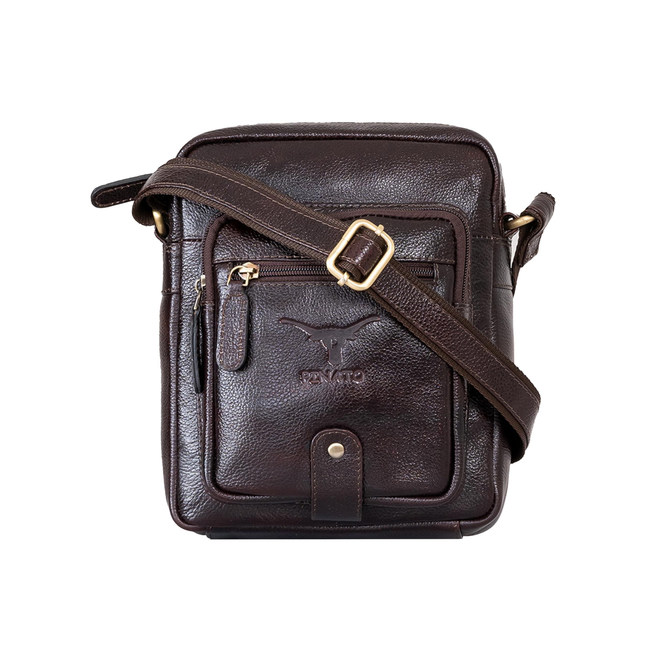 Pinato Premium Genuine Leather Messenger Sling Bag for Men & Women - Multipurpose Crossbody Bag with Adjustable Strap & Multiple Pockets for Travel, Office, Work, College & Daily Use