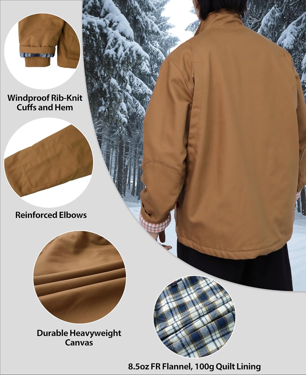 BOCOMAL FR Jackets Insulated Coat CAT4 Fire Resistant Duck Canvas Winter Outwear Light Water Repellent and Oil Resistant - Image 5