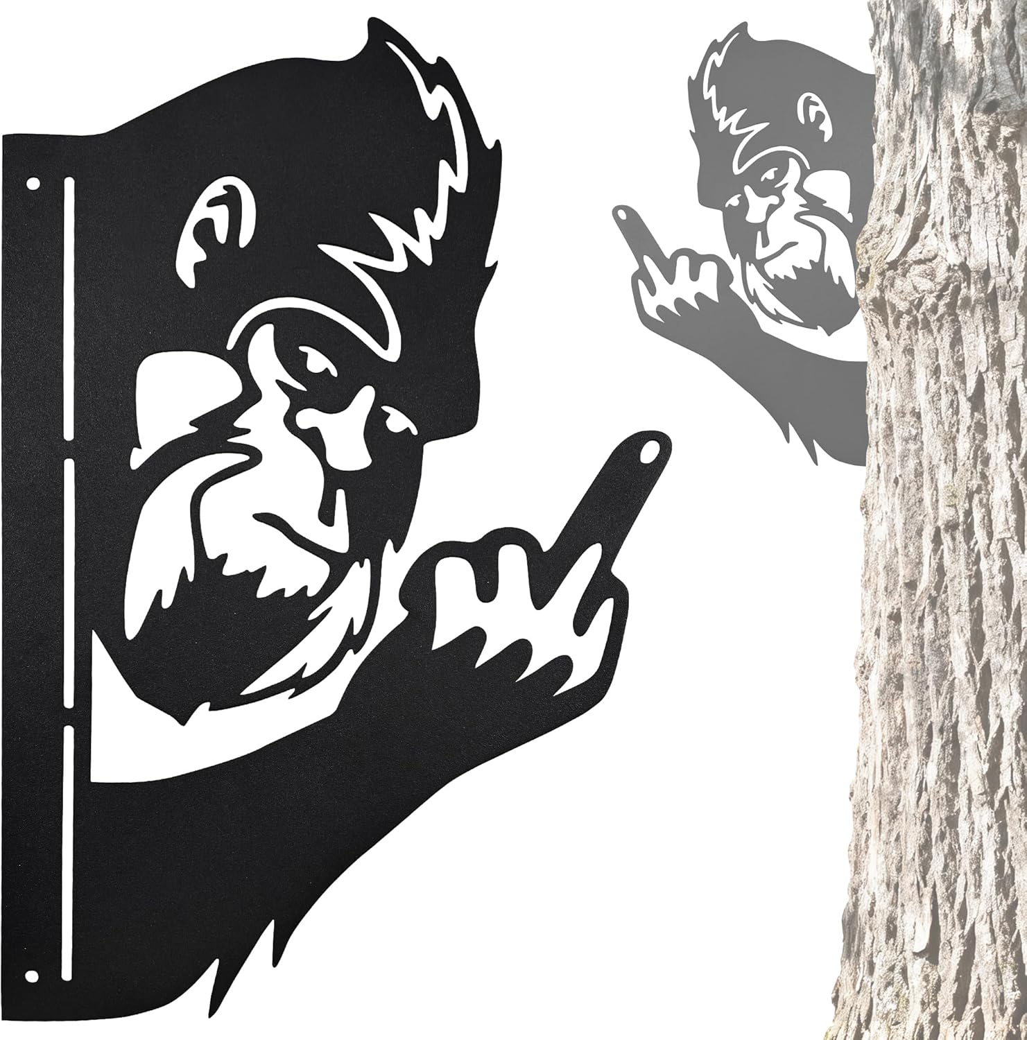 Bigfoot Yard Decor, Big Foot Sasquatch Gifts, Hilariously Funny Boo Sign, Bigfoot Metal Middle Finger Gift, Sasquatch Metal Wall Art, Humorous Decor for Garden, 3 Sizes & Easy Installation