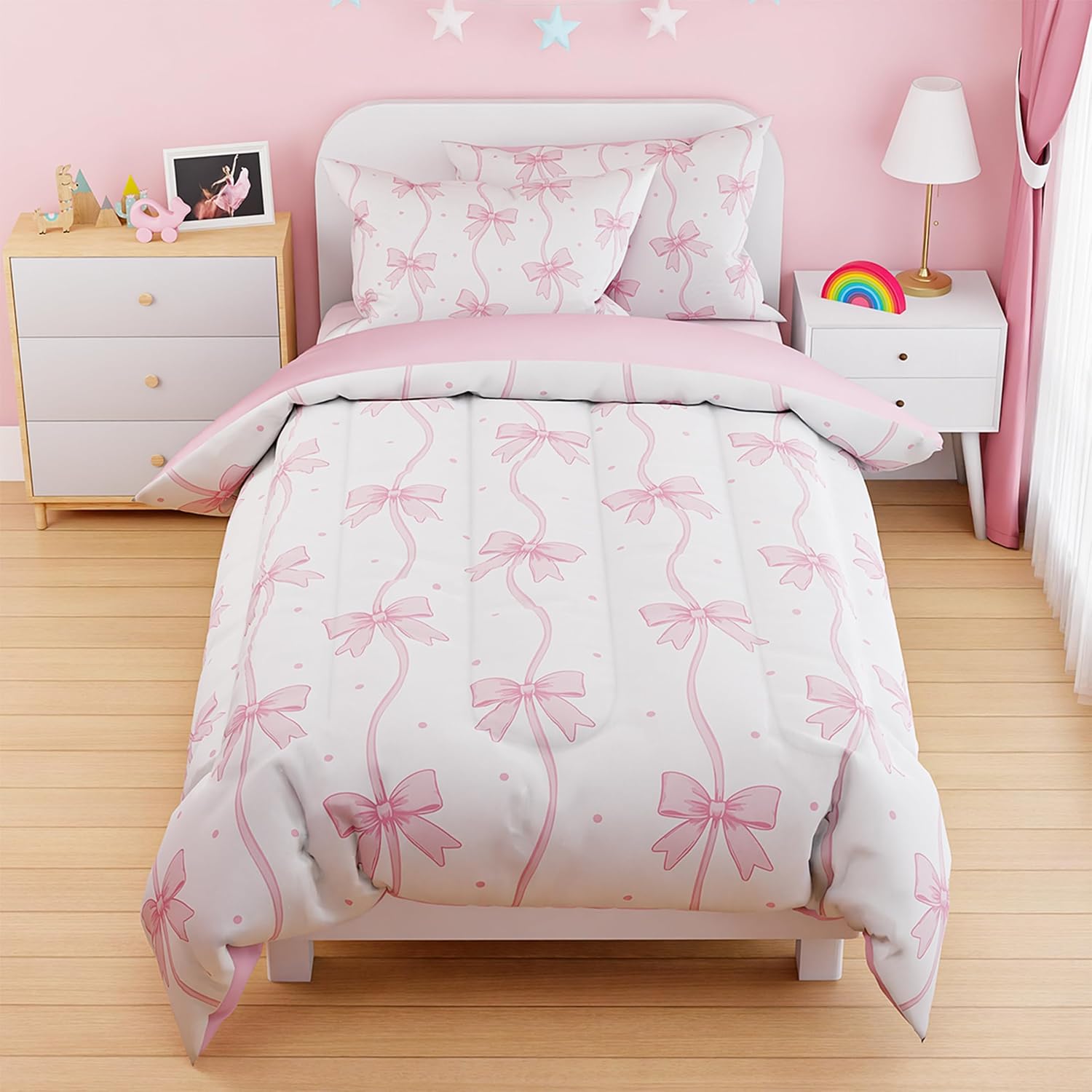 SANDJEST Rainbow Duvet Cover Sets Twin Size for Kids Girls, Include 1 Polyester Comforter Cover 68x86 Inches and 1 Pillowcase 20x26 Inches, Comforter Not Included, Gift for Christmas Birthday
