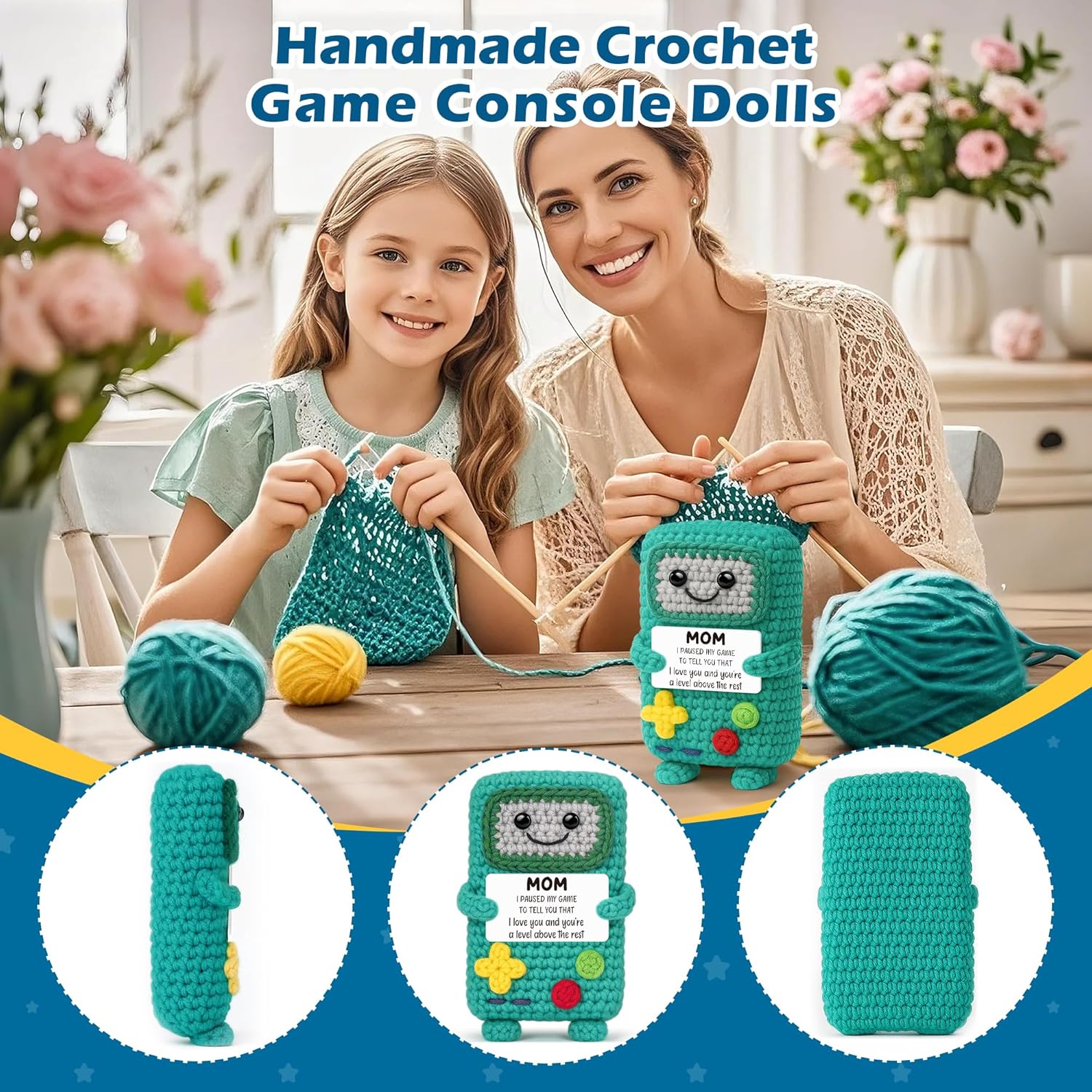 Busy Gaming Life Mom Birthday Gifts from Daughter Son, Funny Gift for Mother in Law Bonus Step Mother, for Mama, I Love You Mom Gift for Mothers Day, Positive Handmade Crochet Present - Image 3