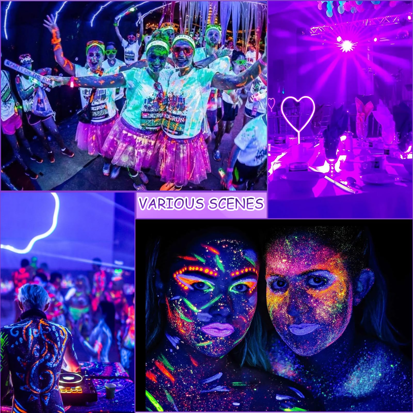 Żarówka UV z czarnym światłem, E27, 10 W, czarna żarówka, 385-400 nm UVA, oświetlenie UV na imprezę Halloween, do piwnicy, dyskoteki, klubu (2 sztuki białe)
