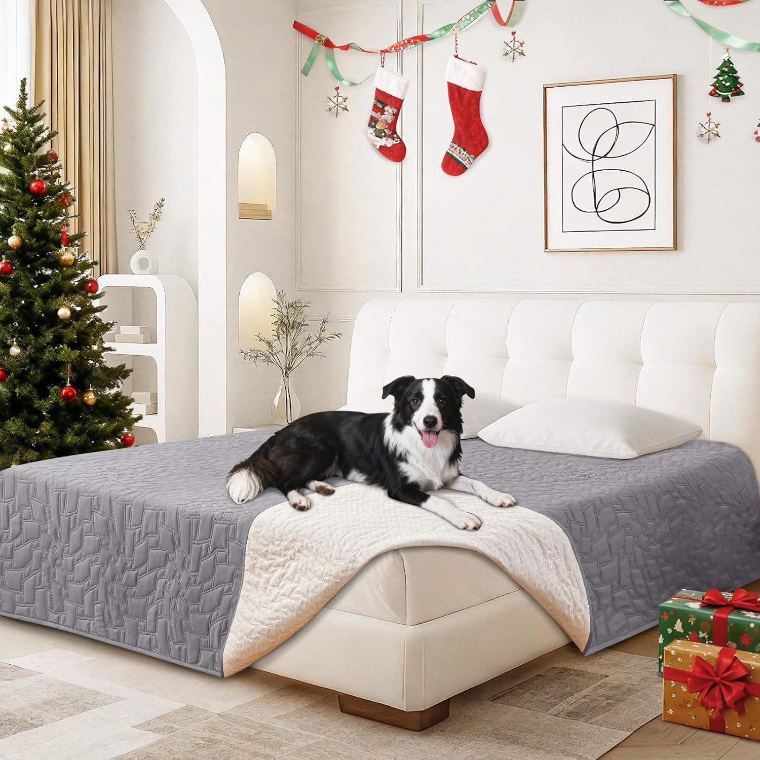 Waterproof Couch Covers for Pets, Waterproof Dog Bed Cover, Anti-Slip Soft Dog Blankets, Couch Cover for Dogs Washable, Pet Blanket for Puppy Large Dogs Cat (30x70 Inch, Light Grey) - Image 8