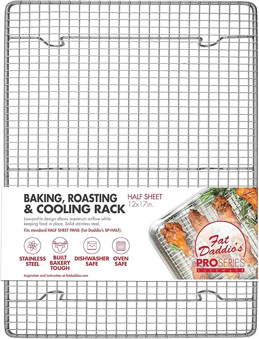 Fat Daddio's CR-HALF Stainless Steel Cooling & Baking Rack, 12 x 17 Inch