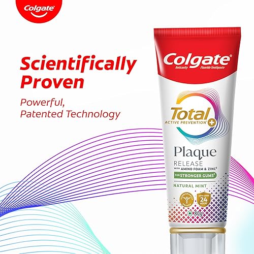 Miniatura 5 de Colgate Pasta de dientes con liberación total de placa, pasta dental con espuma de amino y zinc, pasta de dientes Colgate Paste para encías más