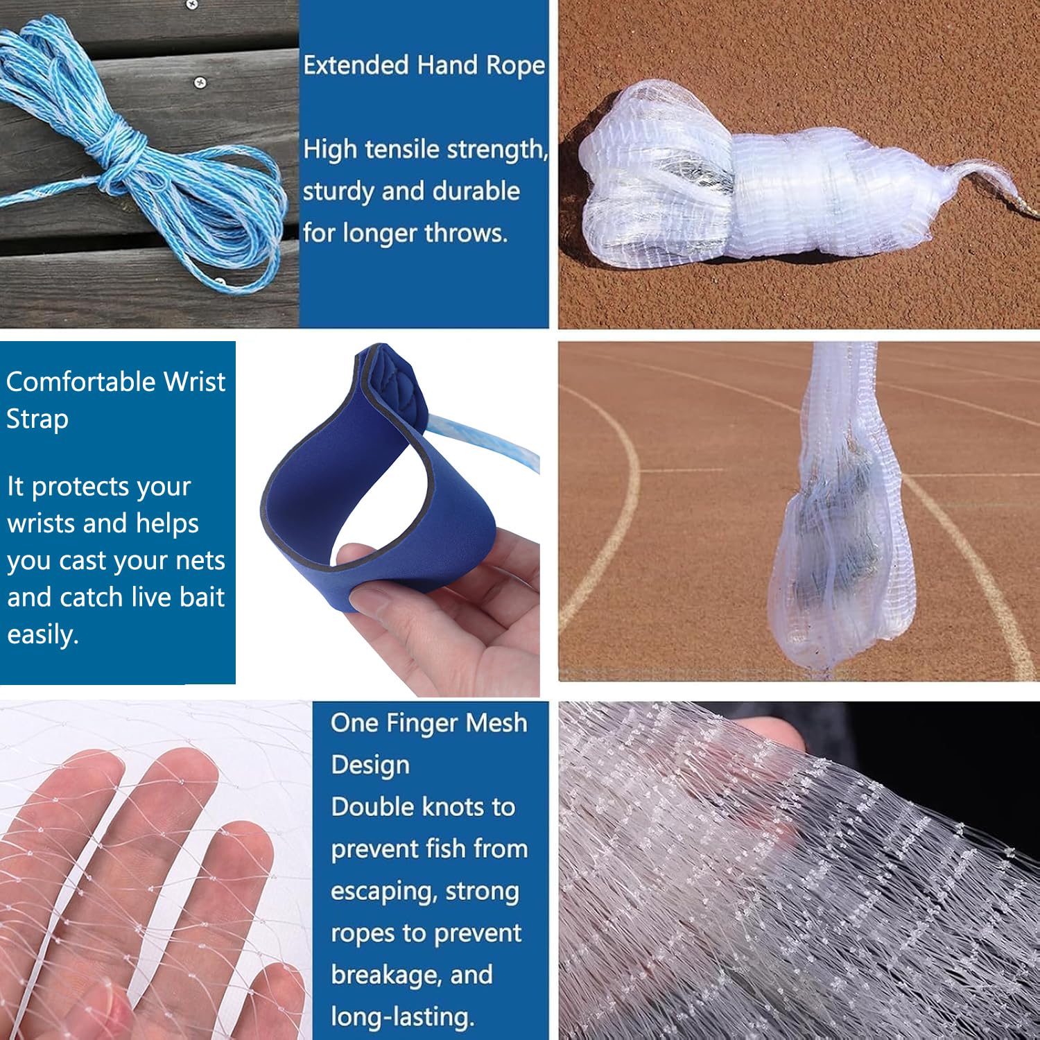 Lawaia Red de pesca de fundición tradicional, fácil de usar, material de monofilamento, duradero y eficiente, ideal para peces de agua dulce y salada, camarones, pececillos