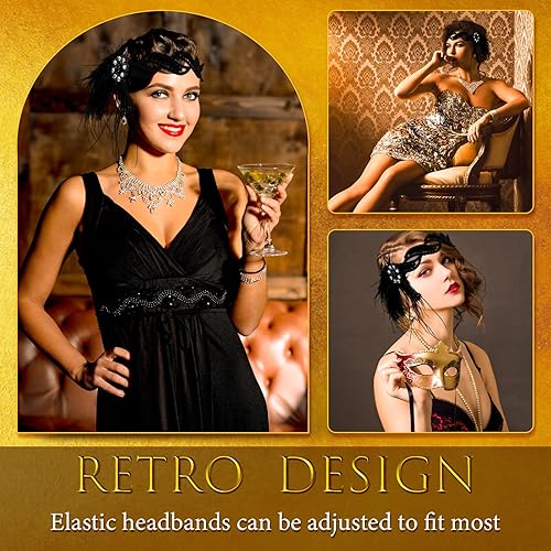 Miniatura 4 de Diadema con diseño de flapper de los años 20, diadema de plumas de los años 20, accesorio de fiesta de Gatsby para mujer