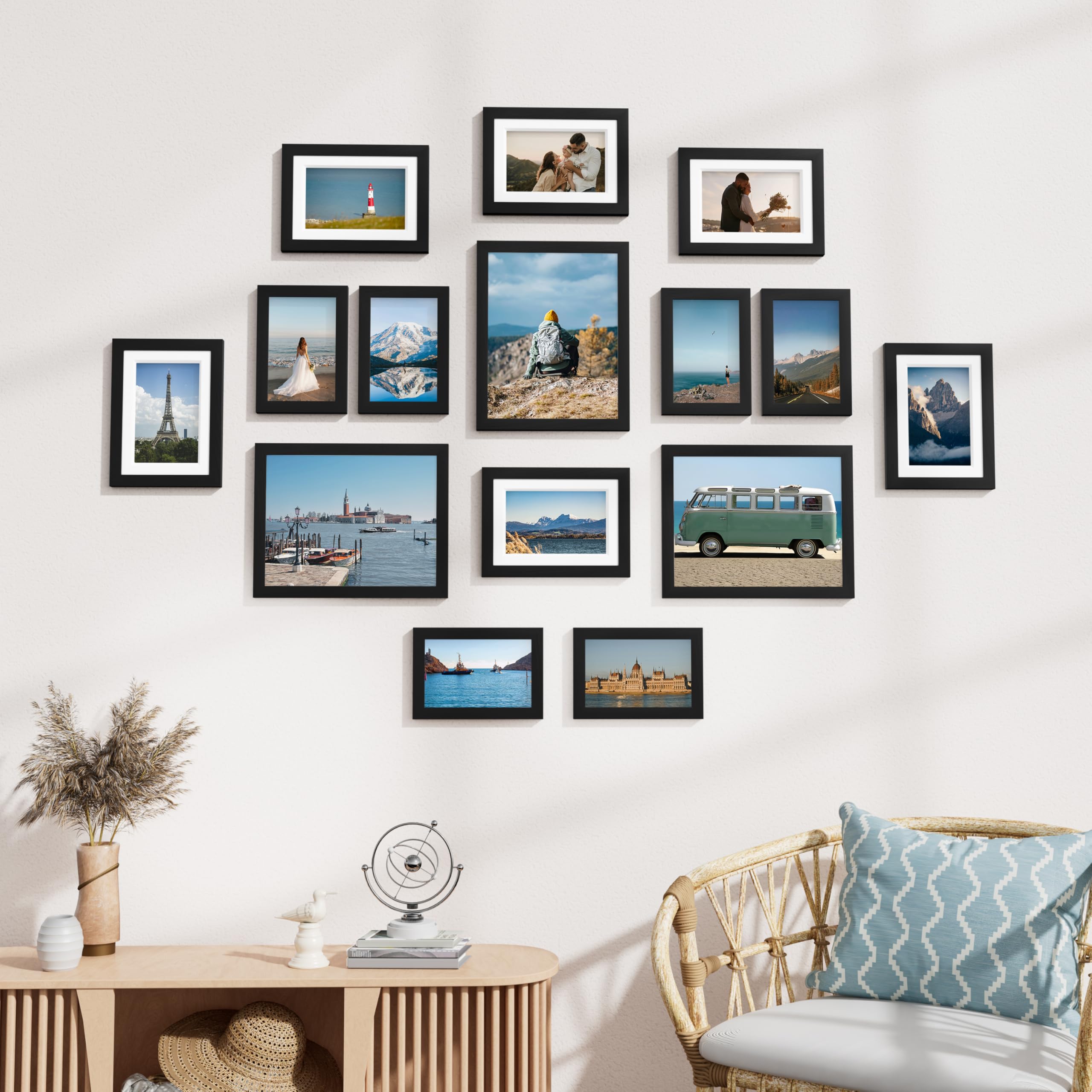 Vittanly 15 Pack Picture Frames Collage Wall Decor for Mounting or Tabletop Disp — product photo