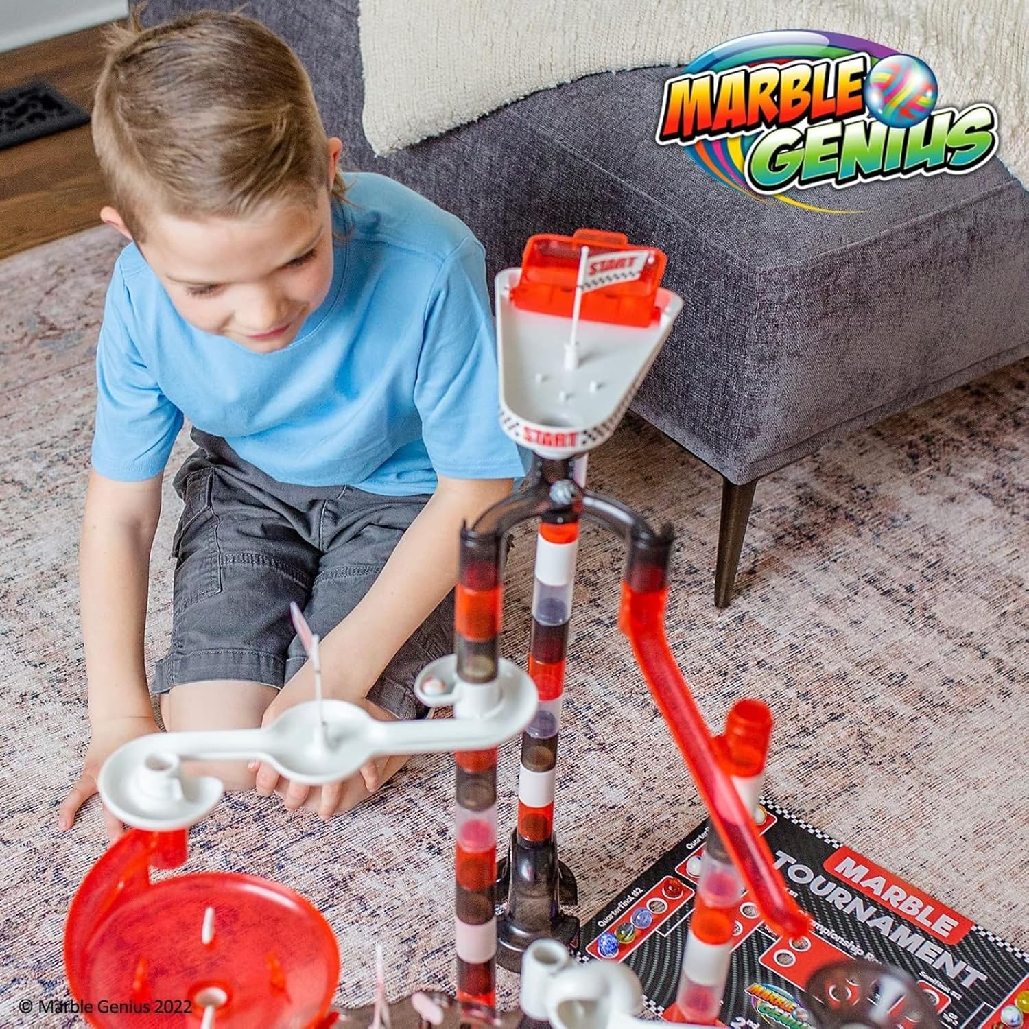 Marble Genius Marble Run Racing Set: 125-Piece Marble Run Racing Set Toys for Kids, Marbles Maze Tower Building Blocks, Marbles Race Track Rolling Game, Educational Learning STEM Toy Gift