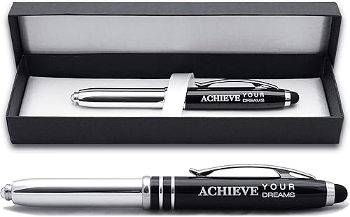 Miniatura 1 de "Achieve Your Dreams" Engraved Ballpoint Gift Pen - LED Light and Stylus Tip - Inspirational Luxury Pen for Encouragement and to Congratulate