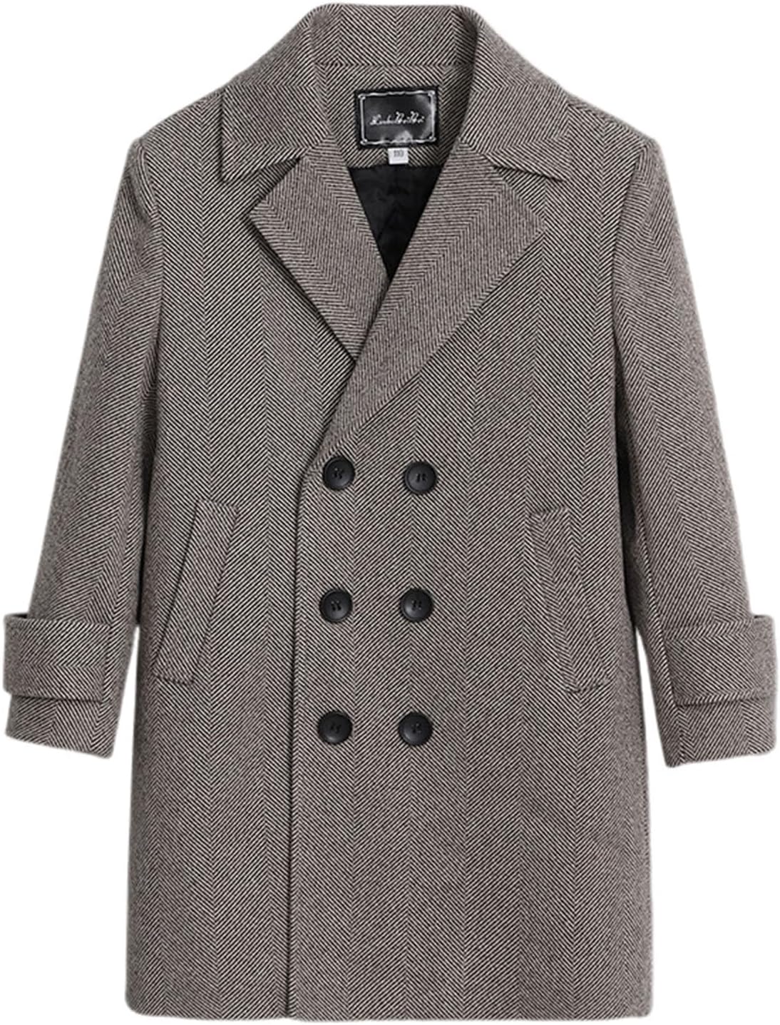 Sobrisah Little Big Boys Winter Peacoat Double Breasted Notched Collar Wool Dress Parka Jackets Coats Age for 2-15Y