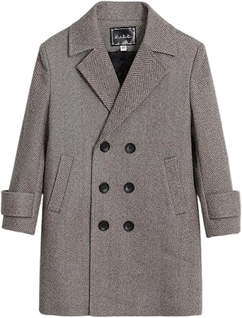 Little Big Boys Winter Peacoat Double Breasted Notched Collar Wool Dress Parka Jackets Coats Age for 2-15Y