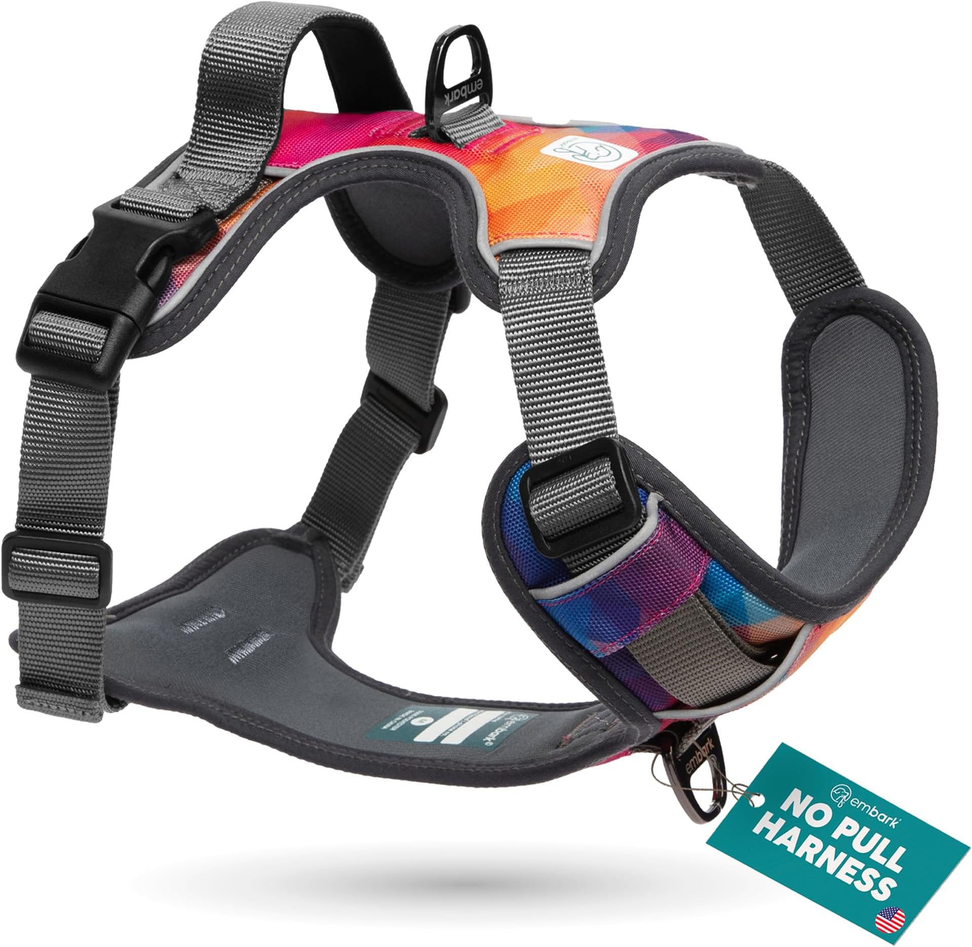 Embark Pets Urban No-Pull Dog Harness With 2 Leash Clips, Front & Back Control Handle, Adjustable, Soft & Padded for Large Dogs and Puppies