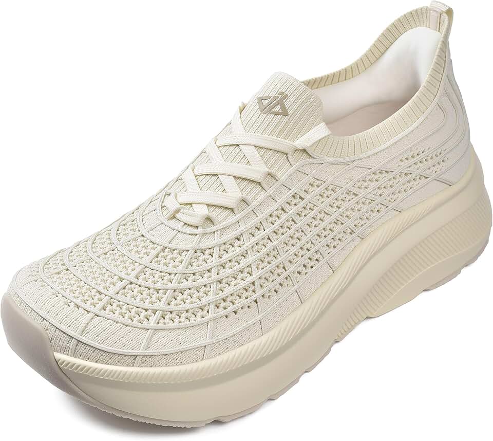 Sapatos femininos com bico largo, sem cadarço, suporte de arco, fascite plantar, ortopédico, para caminhada, tênis, sola grossa, zero queda, sapatos mãos livres com almofadas de metatarso