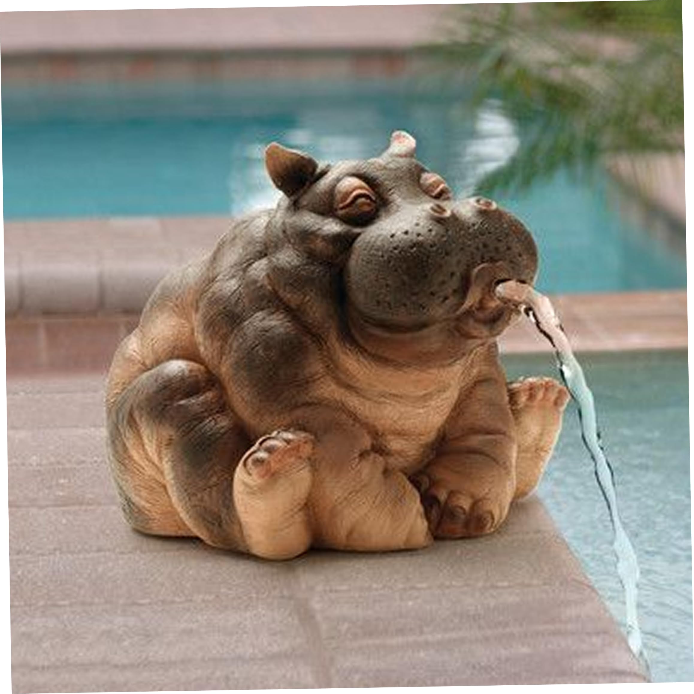 Teichspucker, realistischer Nilpferd-Brunnenspucker, Teichstatuen für Wassergärten, kleine Teiche und Aquarien.