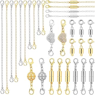 30 Pcs Magnetic Necklace Clasp & Extender Chain Set, 5 Styles Strong Magnetic Necklace