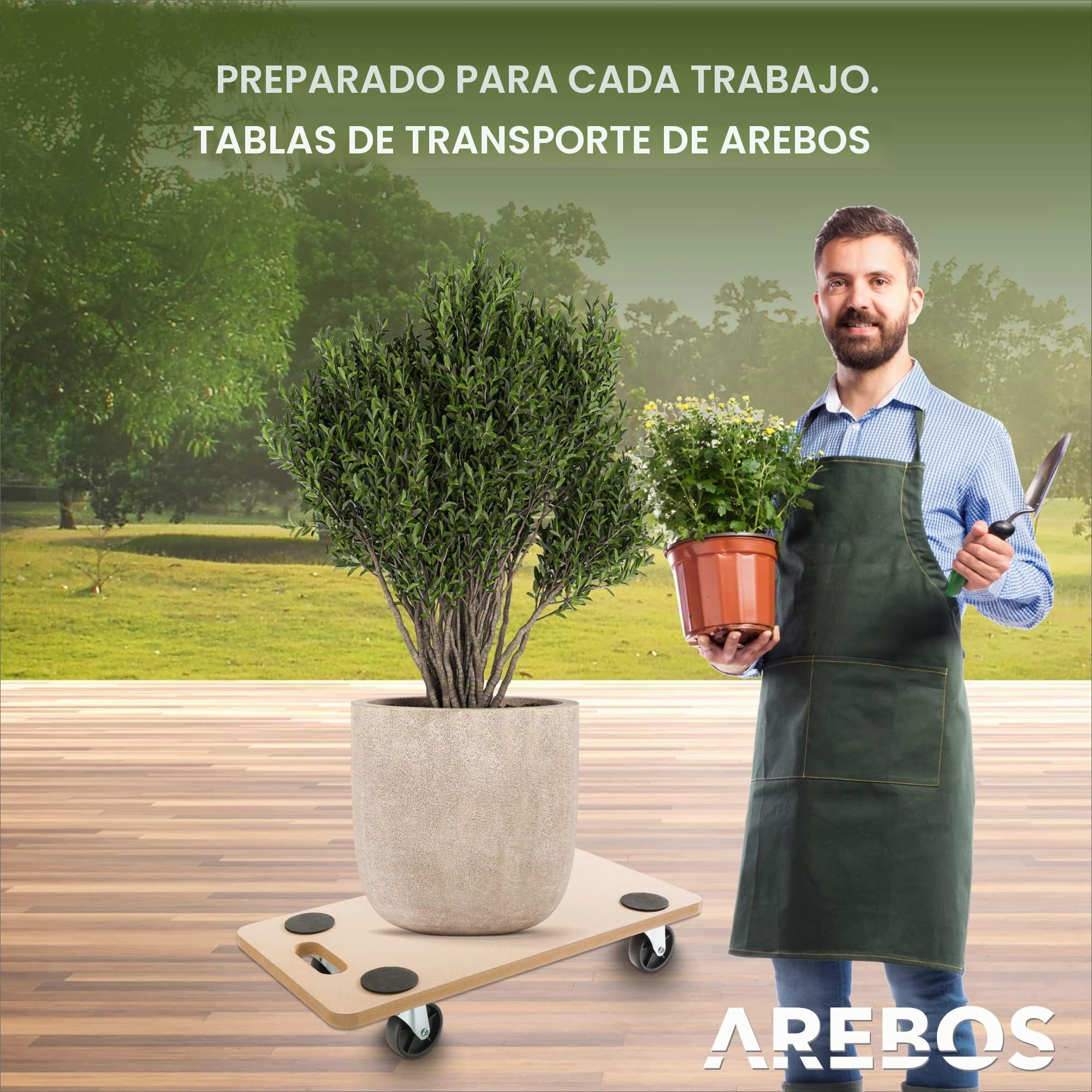 Arebos 2X Carro con Ruedas | Plataforma de Muebles | Plataforma de Transporte | Carreta Dolly 200kg | Asa de Transporte | Superficie Antideslizante | 4 Ruedas giratorias | MDF