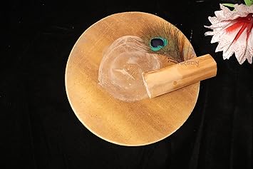 NRSON® Chandan rubbing Stone chakla Pata with Chandan Stick -4inch for Pooja patha [Chandan with -1 Stick ]
