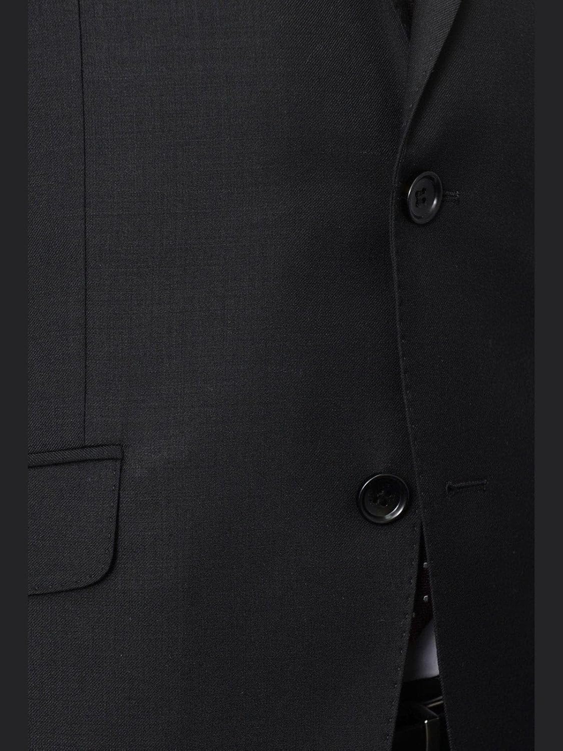 ARTHUR BLACK Men's Euro Slim Fit Solid Black Two Button 2 Piece 100% Wool Suit - Image 2