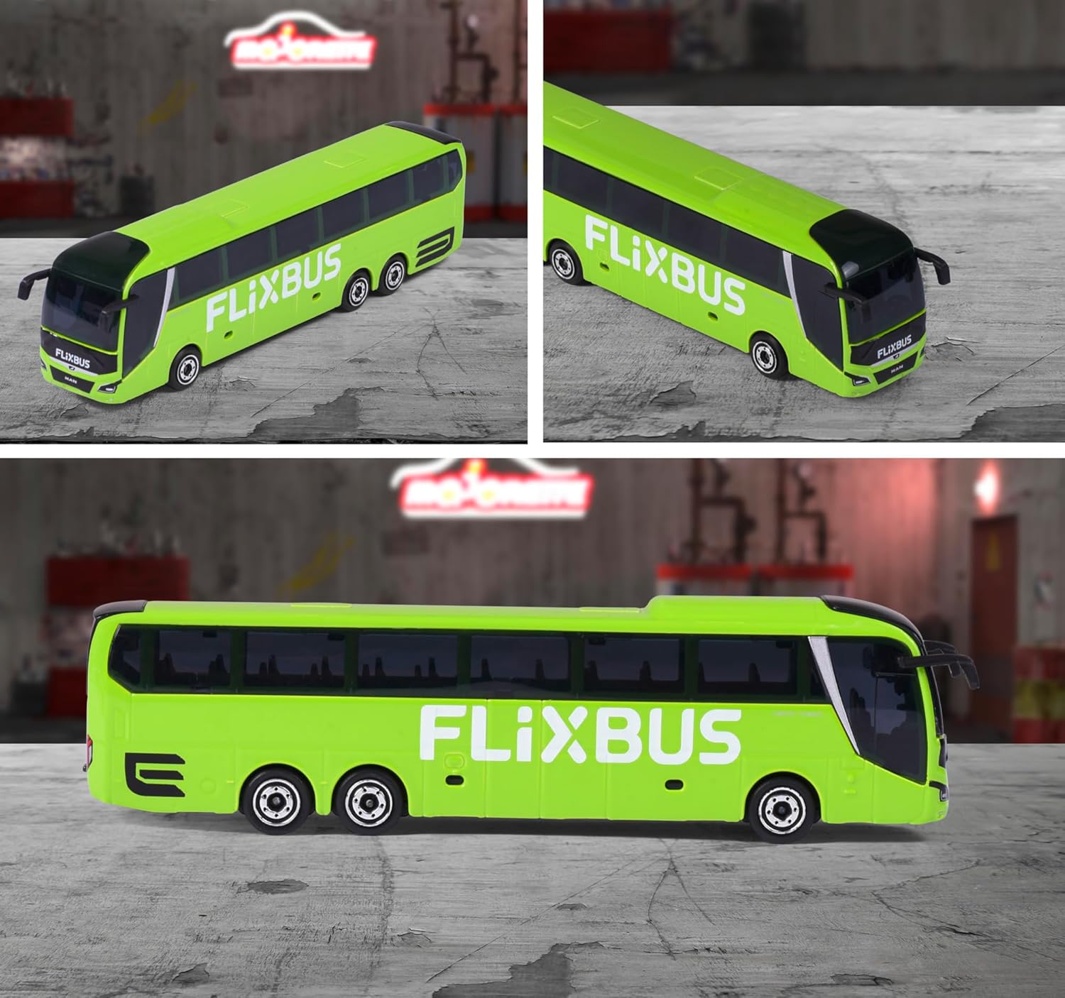 Majorette Man Lion's Coach L Flixbus – Toy Bus with Free Wheel and Suspension, Metal Body, 13 cm Long, for Children from 3 Years, Delivery 1 Unit